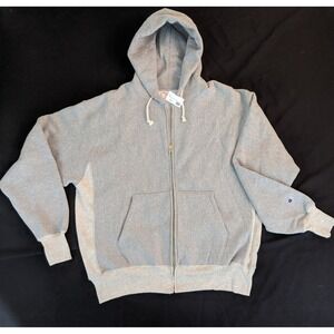Champion Reverse Weave Fleece Zip Up Hoodie Gray Mens Sz Large USA Made NEW